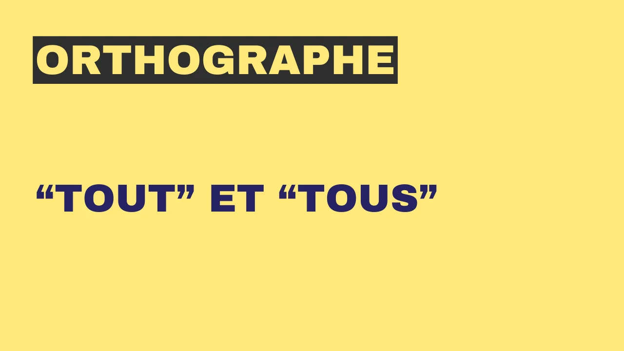 Orthographe : tout et tous – Tout le français